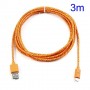 Cable cargador USB con conector micro USB nylon 3M naranja
