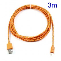 Cable cargador USB con conector micro USB nylon 3M naranja