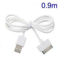 Cable cargador USB con conector iPhone 4 / 4s / iPad 2 / iPod touch 4 / iPod nano 6 blanco