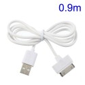Cable cargador USB con conector iPhone 4 / 4s / iPad 2 / iPod touch 4 / iPod nano 6 blanco