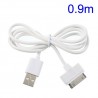 Cable cargador USB con conector iPhone 4 / 4s / iPad 2 / iPod touch 4 / iPod nano 6 blanco