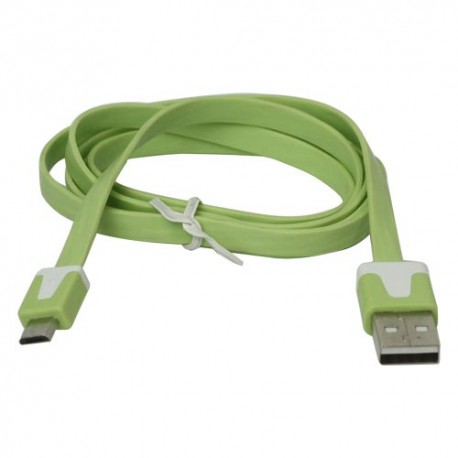 Cable cargador USB  con conector micro USB extraplano verde