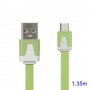 Cable cargador USB  con conector micro USB extraplano verde