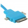 Cable cargador multifuncion 4 en 1 USB micro USB iPhone 5S / 4S Samsung S5 azul