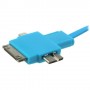 Cable cargador multifuncion 4 en 1 USB micro USB iPhone 5S / 4S Samsung S5 azul