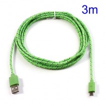 Cable cargador USB con conector micro USB nylon 3M verde