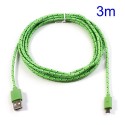 Cable cargador USB con conector micro USB nylon 3M verde