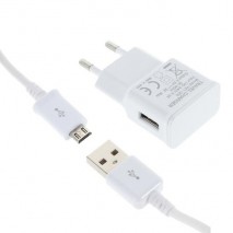 Cargador de red USB 5 v, 2 A con cable micro USB blanco