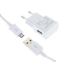 Cargador de red USB 5 v, 2 A con cable micro USB blanco