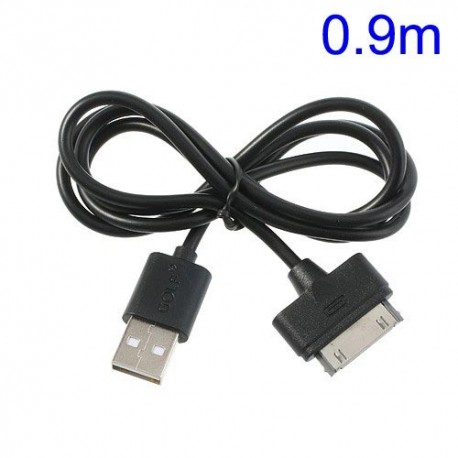 Cable cargador USB con conector iPhone 4 / 4s / iPad 2 / iPod touch 4 / iPod nano 6 negro