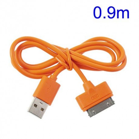 Cable cargador  USB con conector  iPhone 4 / 4s / iPad 2 / iPod touch 4 / iPod nano 6 naranja
