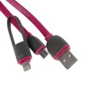 Cable cargador 2 en 1 micro USB y conector Lightning fucsia