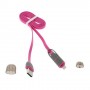 Cable cargador 2 en 1 micro USB y conector Lightning fucsia