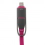 Cable cargador 2 en 1 micro USB y conector Lightning fucsia