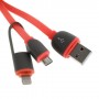 Cable cargador 2 en 1 micro USB y conector Lightning rosa