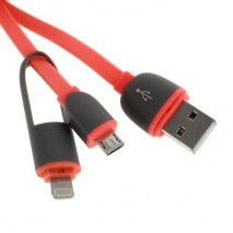 Cable cargador 2 en 1 micro USB y conector Lightning rosa