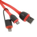 Cable cargador 2 en 1 micro USB y conector Lightning rosa