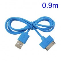 Cable cargador USB con conector iPhone 4 / 4s / iPad 2 / iPod Touch 4 / iPod nano 6 azul