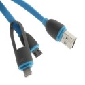 Cable cargador 2 en 1 micro USB y conector Lightning azul