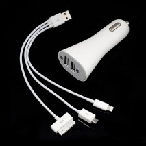 Cargador de Mechero universal 3 en 1 con conector Lightning, micro USB,  iPhone 4 /4s/ iPod / iPad