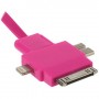 Cable cargador multifuncion 4 en 1 USB micro USB iPhone 5S / 4S Samsung S5 rosa