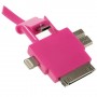 Cable cargador multifuncion 4 en 1 USB micro USB iPhone 5S / 4S Samsung S5 rosa
