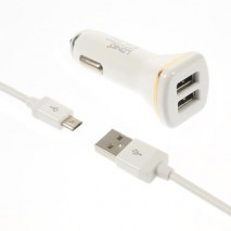 Cargador de mechero  micro USB 2,1A blanco