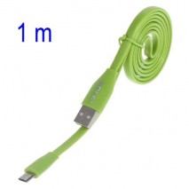 Cable cargador USB  con conector micro USB extraplano verde