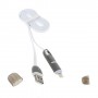 Cable cargador 2 en 1 micro USB y conector Lightning blanco