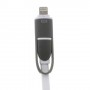 Cable cargador 2 en 1 micro USB y conector Lightning blanco