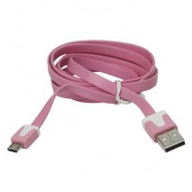 Cable cargador USB  con conector micro USB extraplano rosa