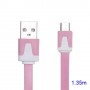 Cable cargador USB  con conector micro USB extraplano rosa