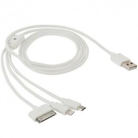 Cable cargador 3 en 1 con conector Lightning micro USB  iPhone 4 /4s/ iPod / iPad