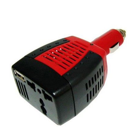 Convertidor transformador de 12 v, a 220 v, 75 w, mechero + USB