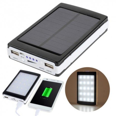 Power Bank Solar 5000 mAh 3 modos de luz led negro