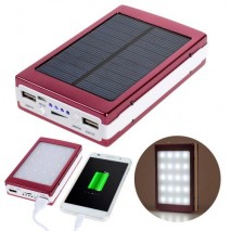 Power Bank Solar 5000 mAh 3 modos de luz led rojo