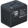 Cargador de red  y USB  de viaje con  multiclavija universal  negro
