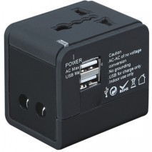 Cargador de red  y USB  de viaje con  multiclavija universal  negro