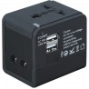 Cargador de red  y USB  de viaje con  multiclavija universal  negro