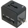 Cargador de red  y USB  de viaje con  multiclavija universal  negro