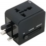 Cargador de red  y USB  de viaje con  multiclavija universal  negro