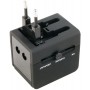 Cargador de red  y USB  de viaje con  multiclavija universal  negro