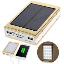 Power Bank Solar 5000 mAh 3 modos de luz led oro