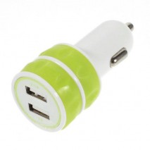 Cargador de mechero con 2 tomas usb para telefono movil / tablets /camaras digitales verde pistacho