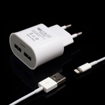 Cargador de red lightning 2 puertos USB 5 v, 1 a,  para iPhone 5 / iPad mini / iPad touch 5 color bl