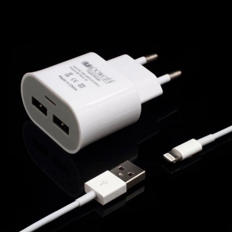 Cargador de red lightning 2 puertos USB 5 v, 1 a,  para iPhone 5 / iPad mini / iPad touch 5 color bl