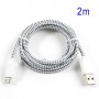 Cable cargador USB con conector micro USB nylon 2M blanco