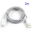 Cable cargador USB con conector micro USB nylon 2M blanco