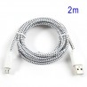 Cable cargador USB con conector micro USB nylon 2M blanco