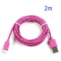 Cable cargador USB con conector micro USB nylon 2M rosa